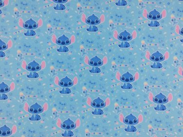 1 Yard Aloha Stitch Scrump Blue Polyester Canvas Fabric