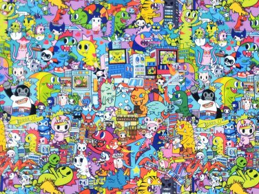 1 Yard Kanji City (025) Polyester Canvas Fabric BTY