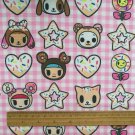 1 Yard Pink Gingham Stars (026) Polyester Canvas Fabric