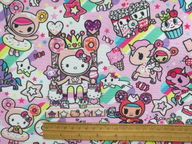 1 Yard Kitty Sweet Treats (013) Polyester Canvas Fabric BTY