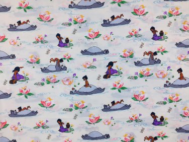 Jungle Book White Fine Cotton Fabric ~ Cath Kidston