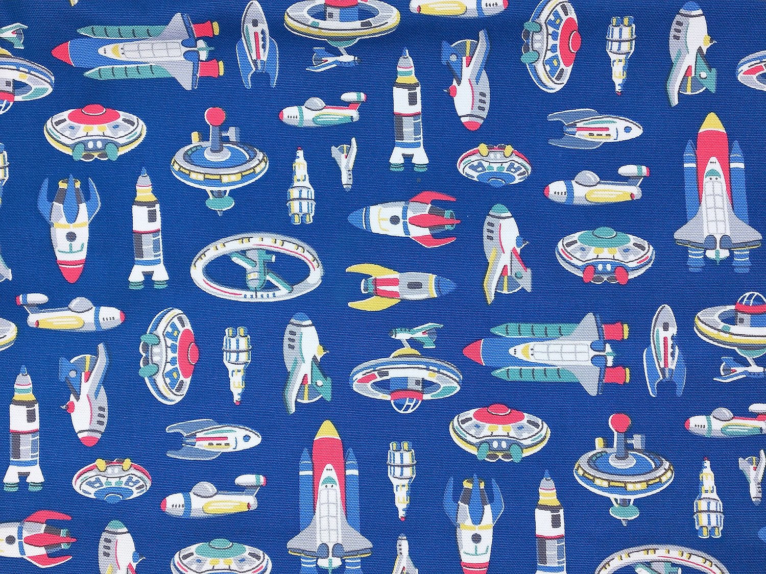 Spaceships Blue Cotton Duck Fabric Cath Kidston 1 M