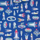 Spaceships Blue Cotton Duck Fabric Cath Kidston 1 M