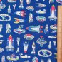 Spaceships Blue Cotton Duck Fabric Cath Kidston 1 M