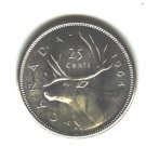 1964 (BU) CANADA 25 CENTS SILVER (EB1407)