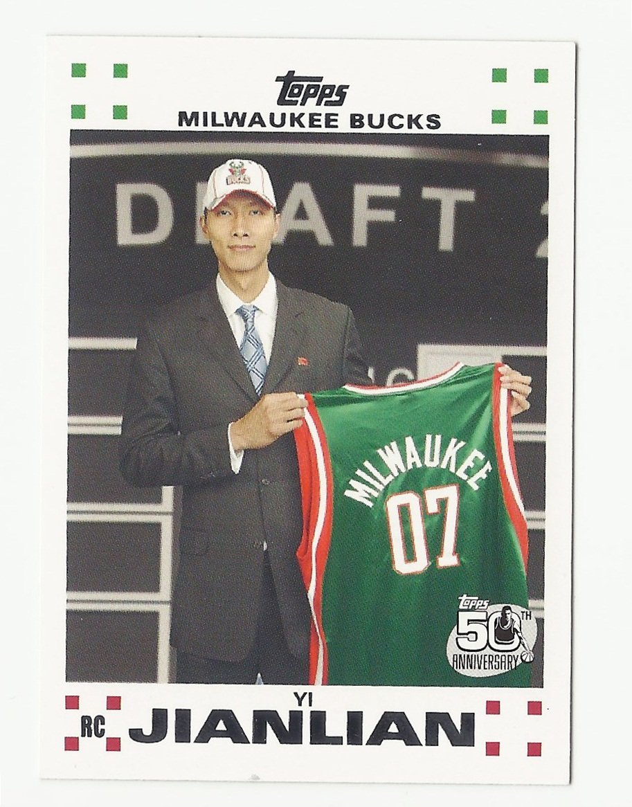 Yi Jianlian 2007 Topps 50th Anniversary Rookie Card #6 Milwaukee Bucks
