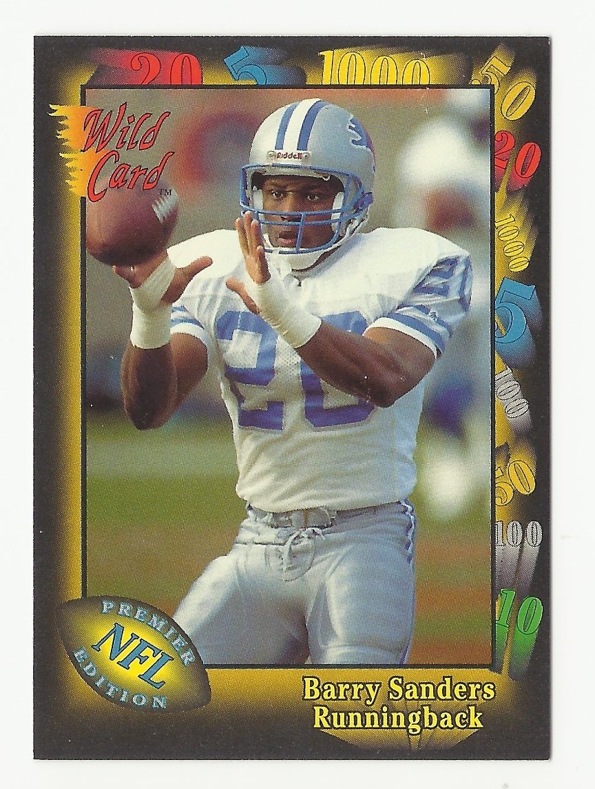 Barry Sanders 1991 Wild Card NFL Premiere Edition Single Card #89 ...