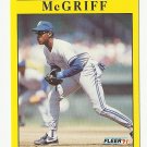 Fred McGriff 1991 Fleer Card #180 Toronto Blue Jays Fred McGriff 1991 Fleer Card #180 Toronto Blue Jays