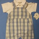 Lullaby Club Baby Blue Check Romper & Top Set - size 9m