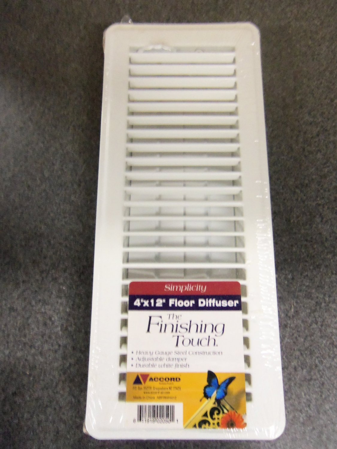 Accord Simplicity 4"x12" Floor Diffuser - White Color