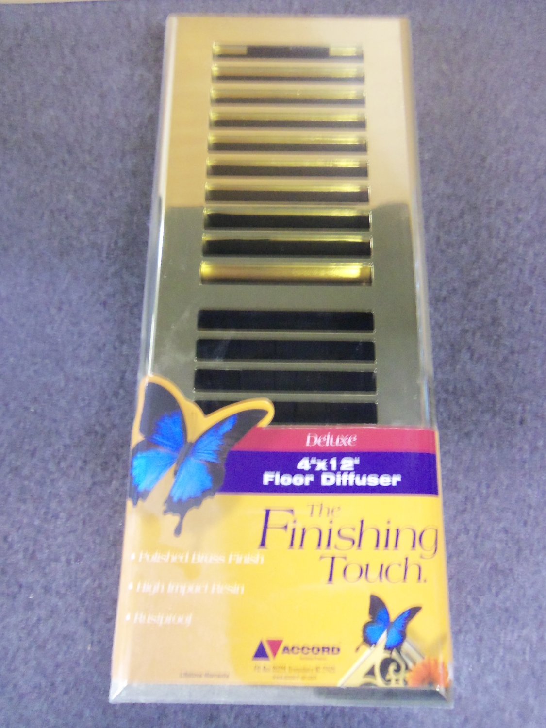 Accord Deluxe 4"x12" Floor Diffuser - Gold Color