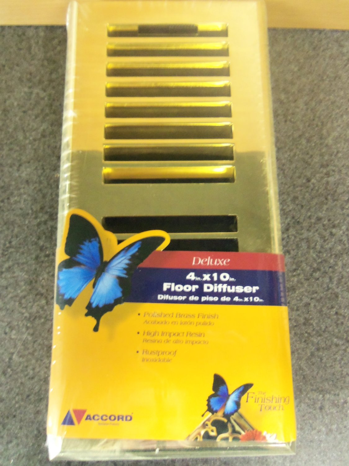 Accord Deluxe 4"x10" Floor Diffuser - Gold Color