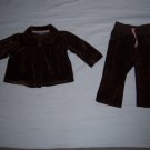 Kenneth Cole Infant Baby Girl's Brown Velour Pants Set 12 M