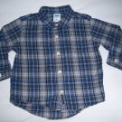 OLD NAVY LITTLE BOYS BLUE PLAID SHIRT SIZE 18-24 MONTHS