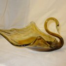 Green & Clear swirl handblown Glass Swan