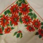 Vintage Christmas Handkerchief with Poinsettia's and Holly Berries