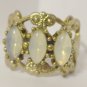 Vintage Goldtone Ring with 3 Moonstones Adjustable