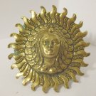 Vintage Retro "Egyptian" Goddess Ring Sunburst Motif with Face of Woman in Center Adjustable Ring