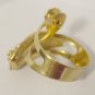 Vintage Retro Goldtone adjustable ring with Pink Rhinstones