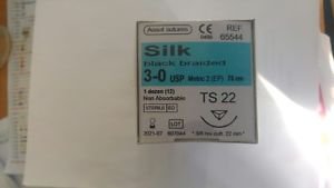 Dental Silk Sutures Black Braided 1 Dozen 3-0 75cm Non Absorbable By Assut