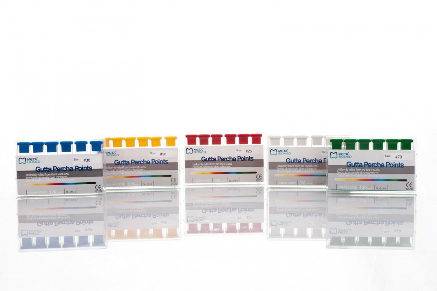 Dental Five Packs Gutta Percha Size #25 120Pc Each In Vials By Meta Biomed
