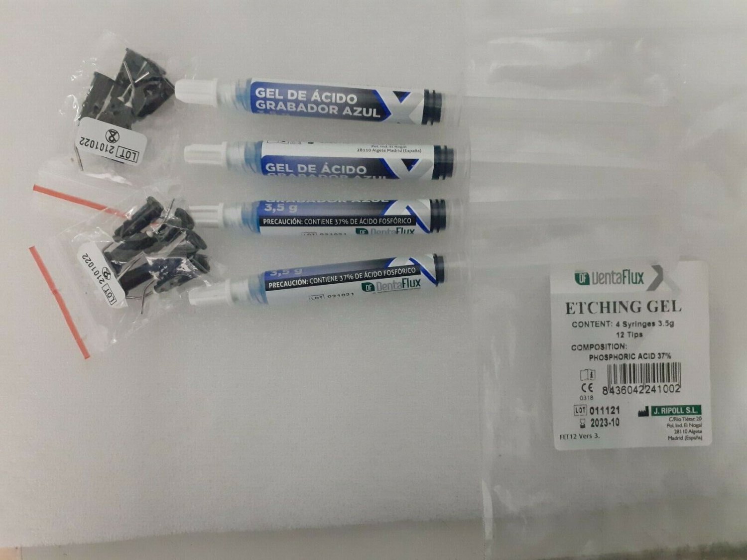 Dental Phosphoric Acid Etching 4 Syringes Of 3.5gr ea.by Dentaflux
