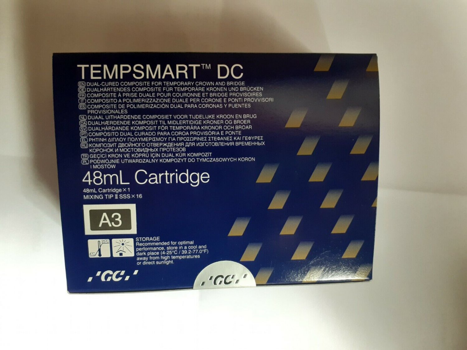 Dental TEMPSMART DC Dual Cure Temporary Crow &Bridge Material Shade A3 48ml Cart