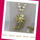 Classic Feather Pendant Faux Pearl 61cm Long Necklace (zz.18)