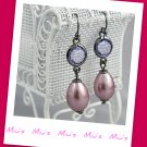 Purple Faux Pearl 4cm Drop Earrings (zz.118)