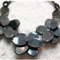 Miu's Acrylic Gray Flower Leather String 59cm Collar Necklace (mis.14)