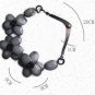 Miu's Acrylic Gray Flower Leather String 59cm Collar Necklace (mis.14)