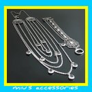 Miu's Silver + Black Rhinestone Multi Strand Necklace + Bracelet Jewelry Set (mis.26)