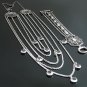 Miu's Silver + Black Rhinestone Multi Strand Necklace + Bracelet Jewelry Set (mis.26)