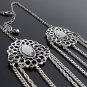 Miu's Silver + Black Rhinestone Multi Strand Necklace + Bracelet Jewelry Set (mis.26)