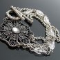 Miu's Silver + Black Rhinestone Multi Strand Necklace + Bracelet Jewelry Set (mis.26)