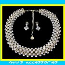 Miu's Glisten Rhinestone Wedding Gown Necklace + Earrings Jewelry Set (mis.w1)
