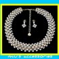 Miu's Glisten Rhinestone Wedding Gown Necklace + Earrings Jewelry Set (mis.w1)