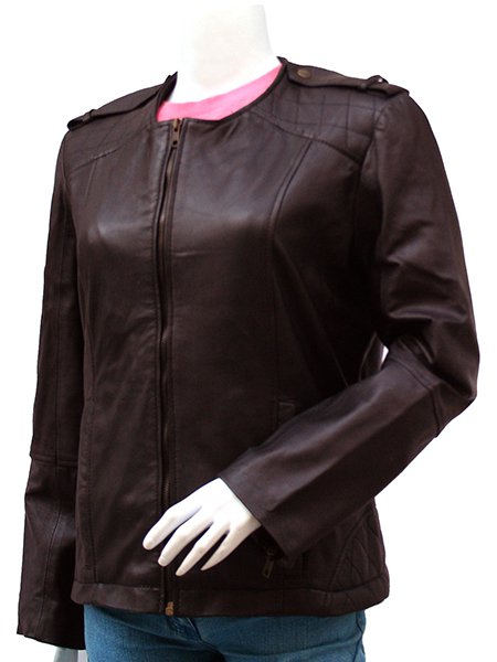 The Lady Fashion Collarless Leather Jacket - Saidi