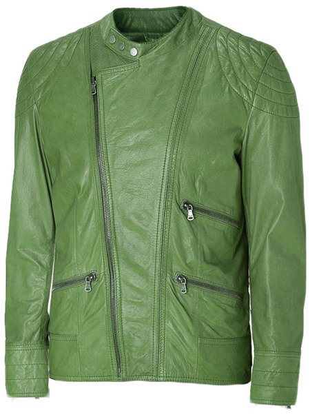 Charming Green Leather Jacket Men - Eddy