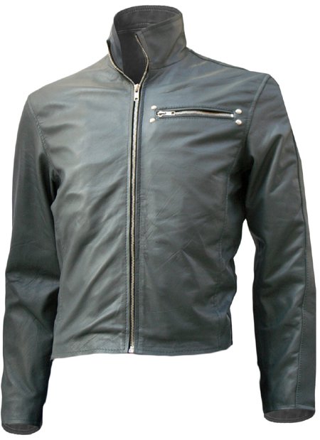 Classical Biker Grey Short Leather Jacket Men - Salter