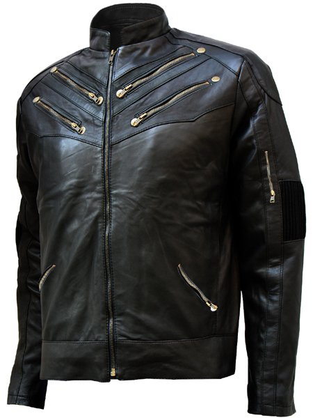 Zipper Style Men's Black Leather Jacket - Sudeva