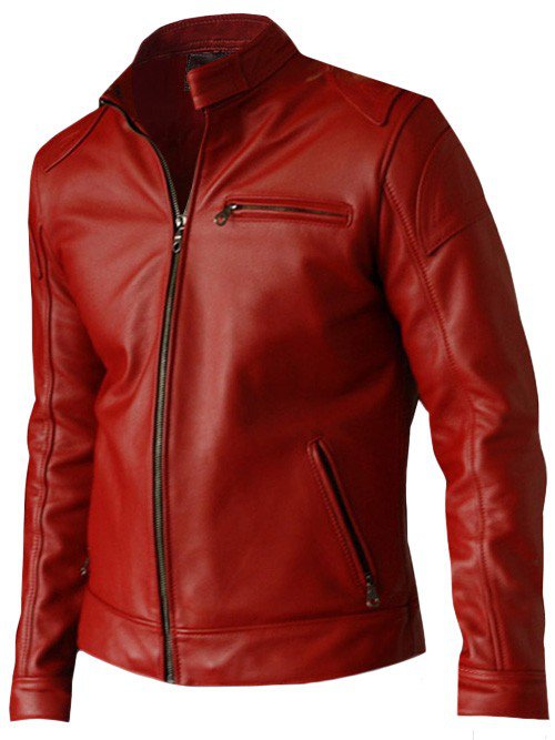 Elegant Men's Red Leather Jacket - Voteporix