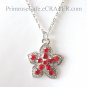 Ruby Red Austrian Crystal Birthstone Flower Shape Fashion Necklace