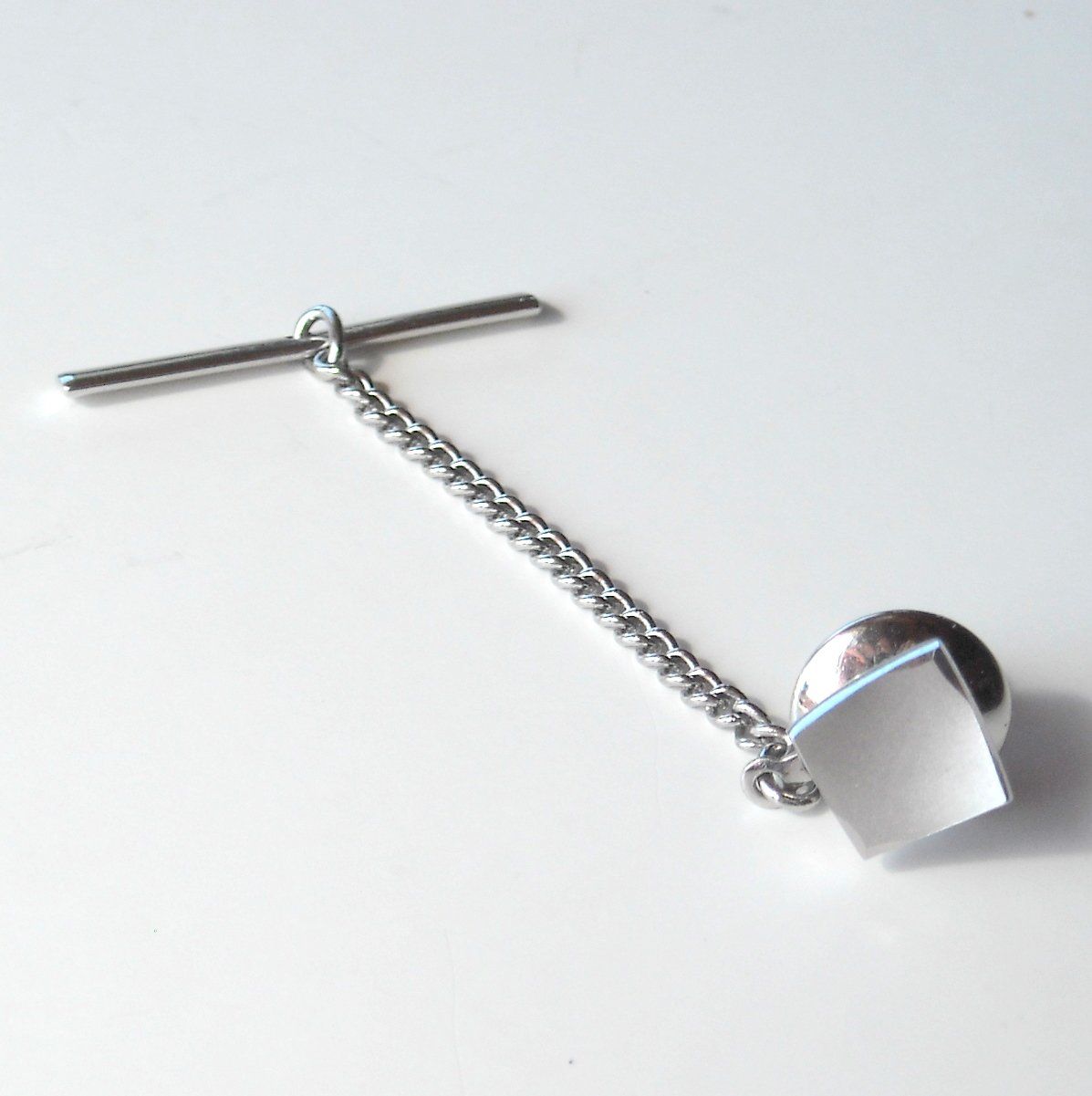 Vintage Swank Square Wave Silver color alloy necktie tack clutch pin