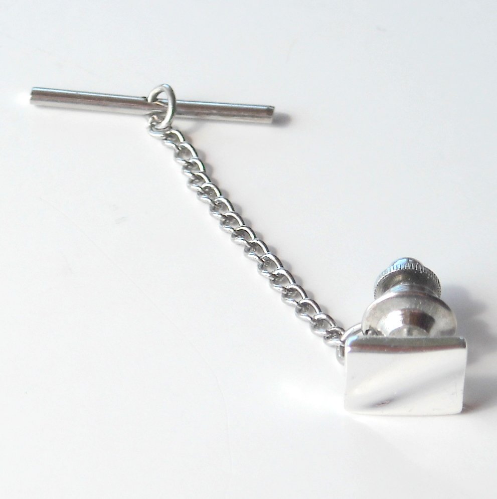 Silver color alloy Wave Block necktie tack clutch pin