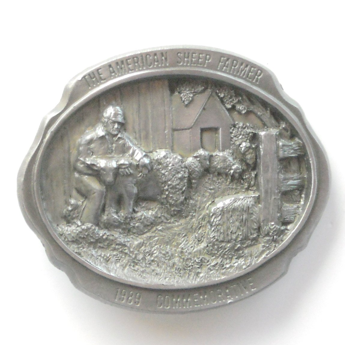 American Sheep Farmer Bryant Inc 3D Pewter Belt Buckle