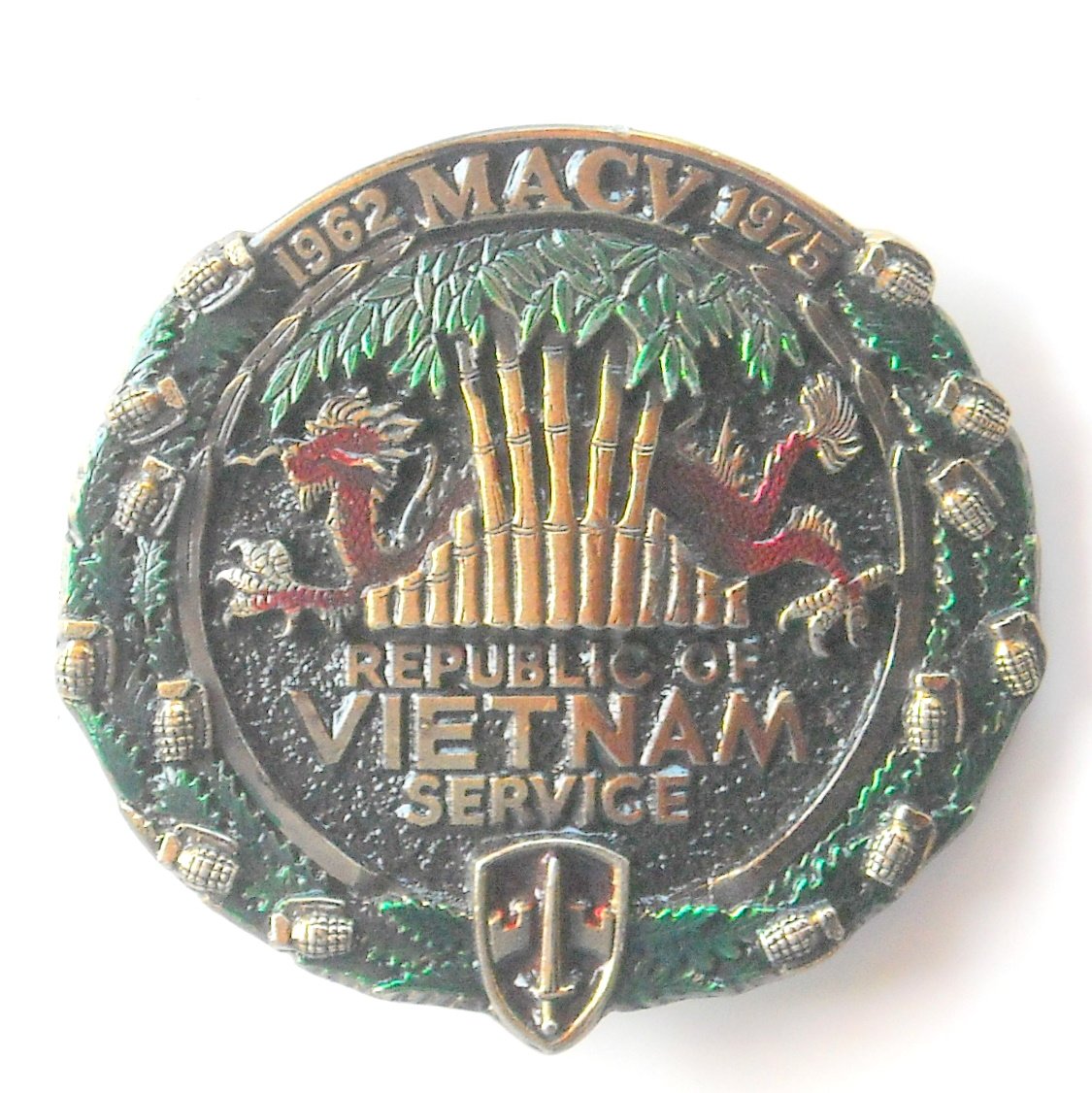 Details about / Vietnam .america remembers.vintage belt buckle.1992