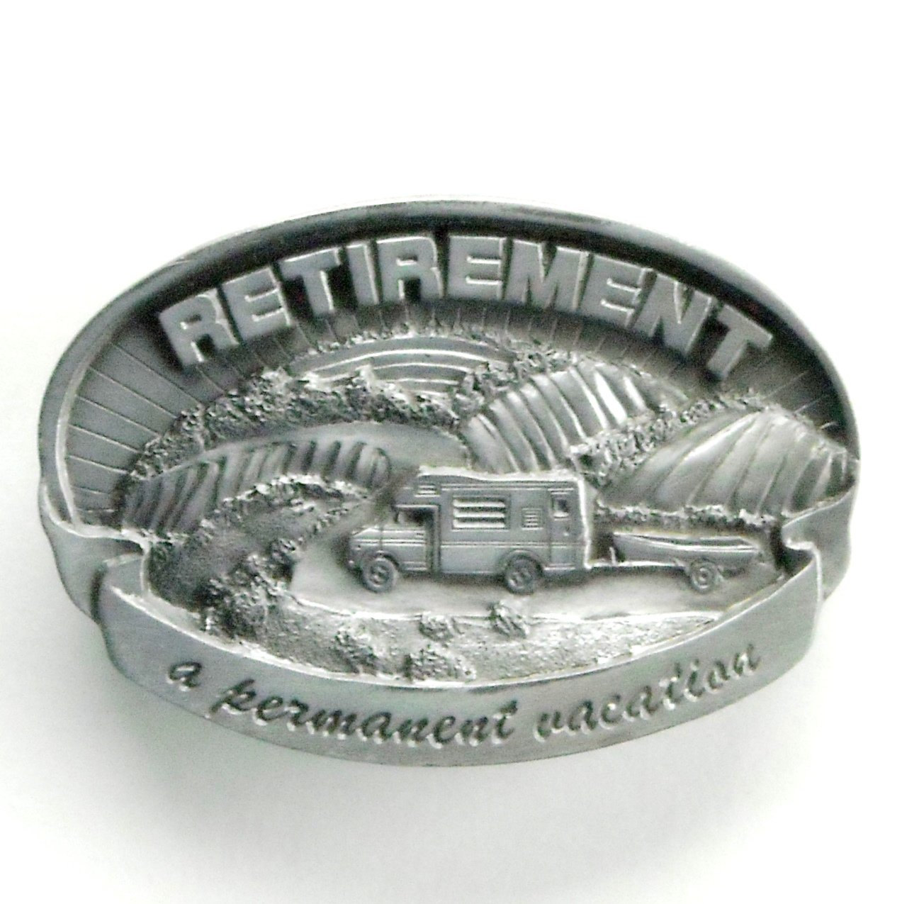 Permanent Vacation C\u0026J Pewter Belt Buckle