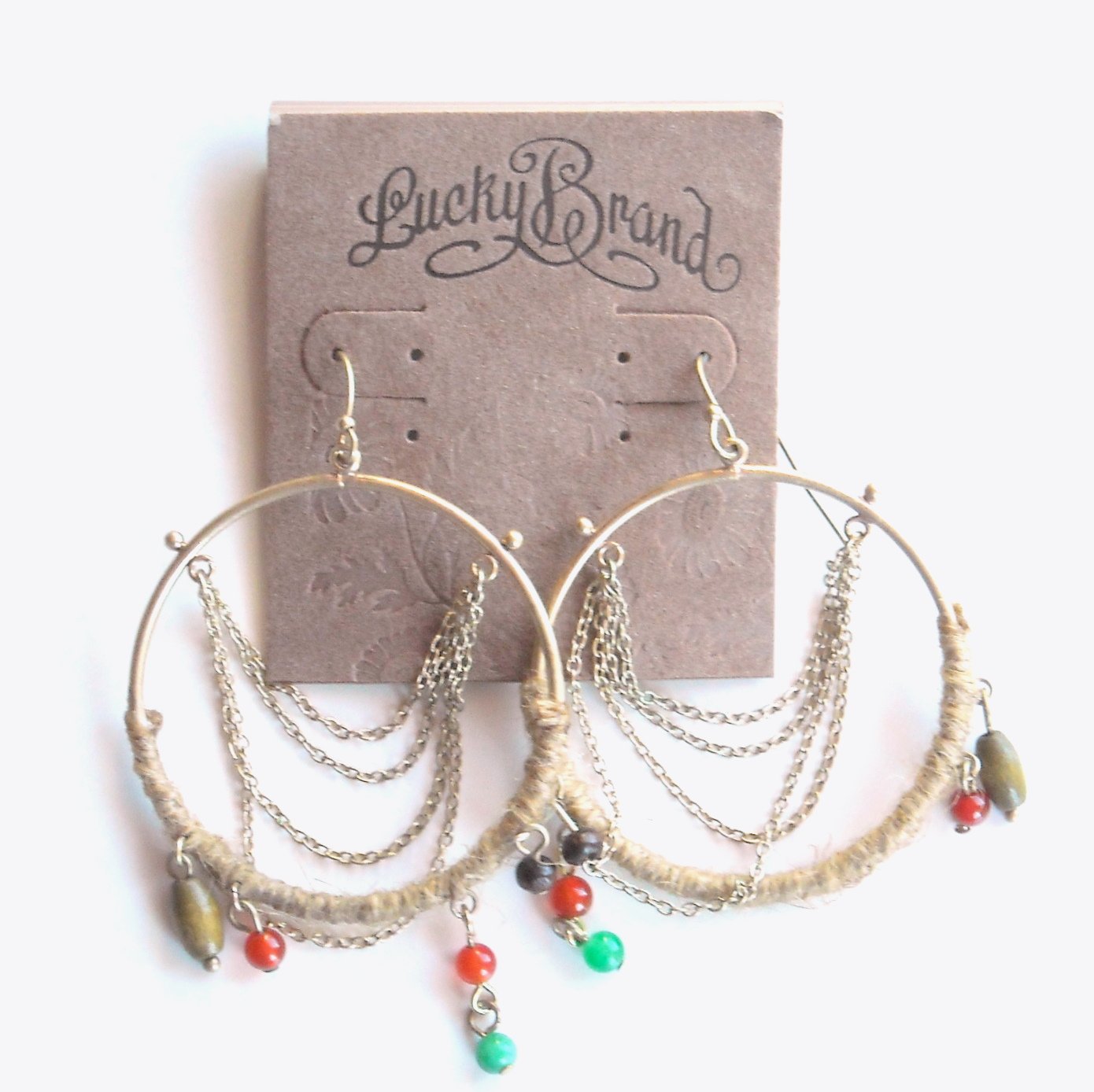 Lucky Brand Brass Hoop Dangle earrings for women