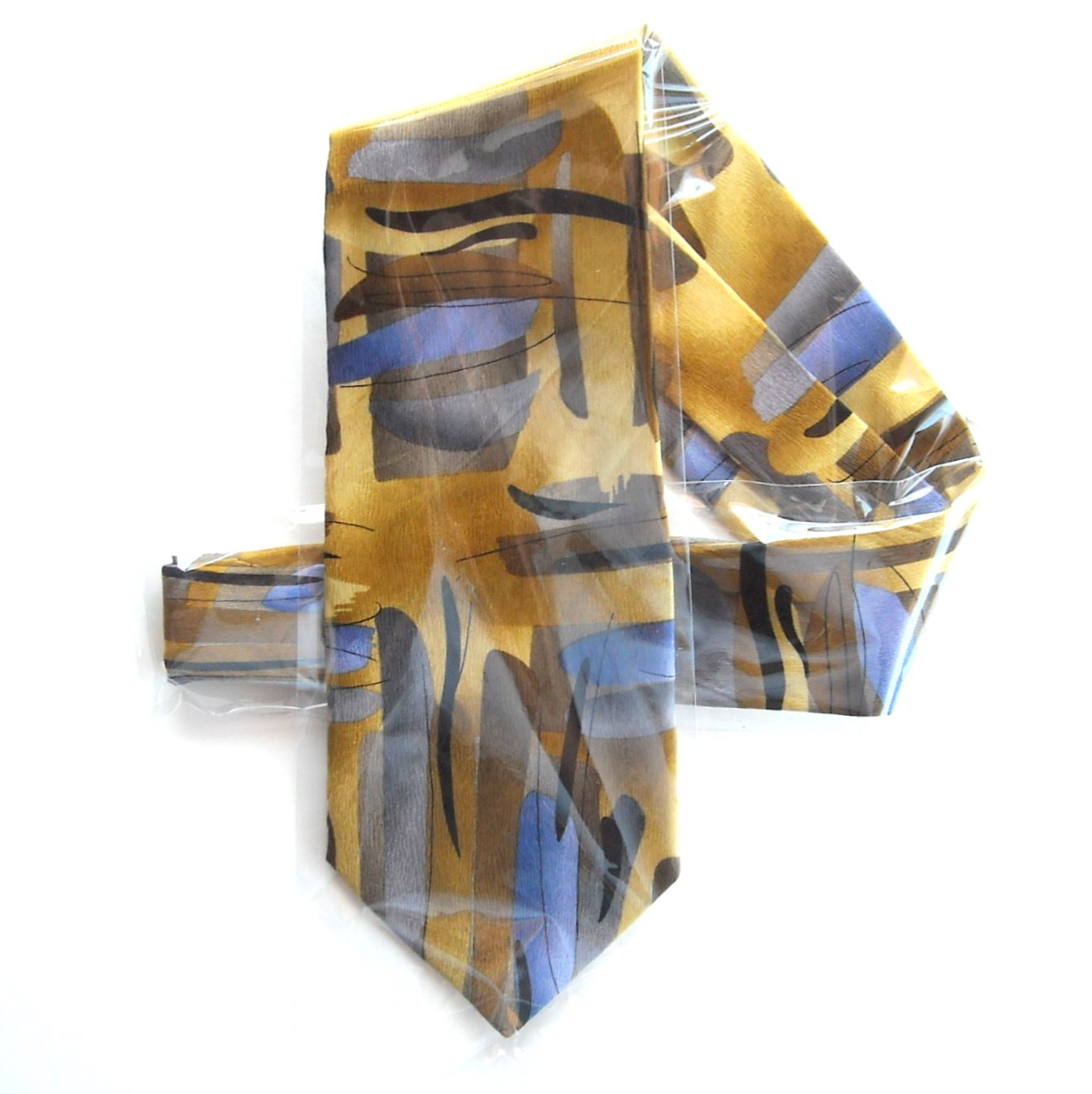 Retro Men's Necktie - Green & Black Abstract Print, Handmade In The UK, 56 Inches Long